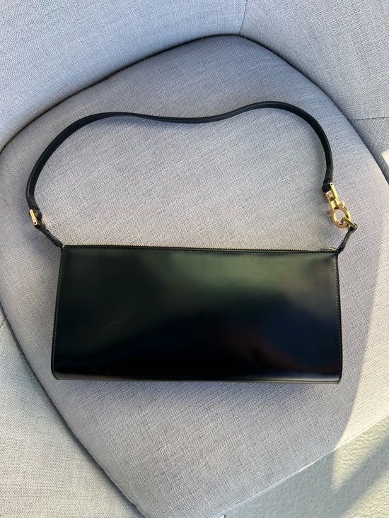 Salvatore Ferragamo Handbags - Salvatore Ferragamo Black Leather Shoulder Bag with Gold Hardware